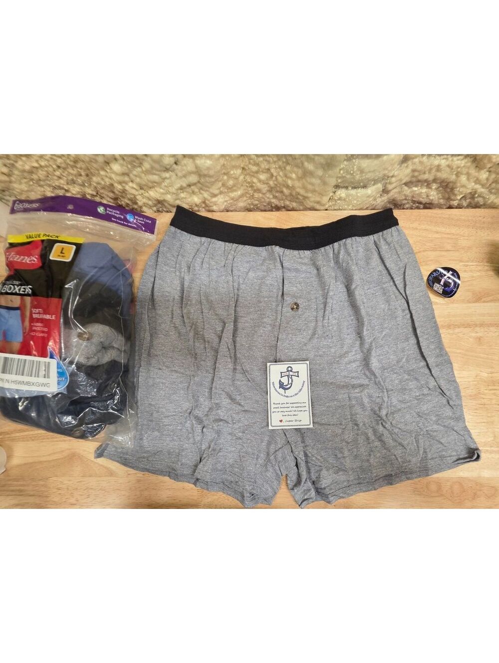 HANES MEN’S SOFT KNIT MOISTURE‑WICKING JERSEY BOXERS 6‑PACK SIZE L